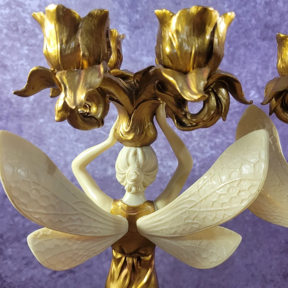 2 Veronese Fairy Holding Candlestick Holder 13‎ 1/8 Inches Tall